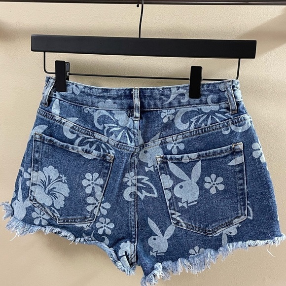 Pacsun Pac Sun X Playboy Bunny Blue Denim Shorts Women’s Size 26 - Picture 2 of 7